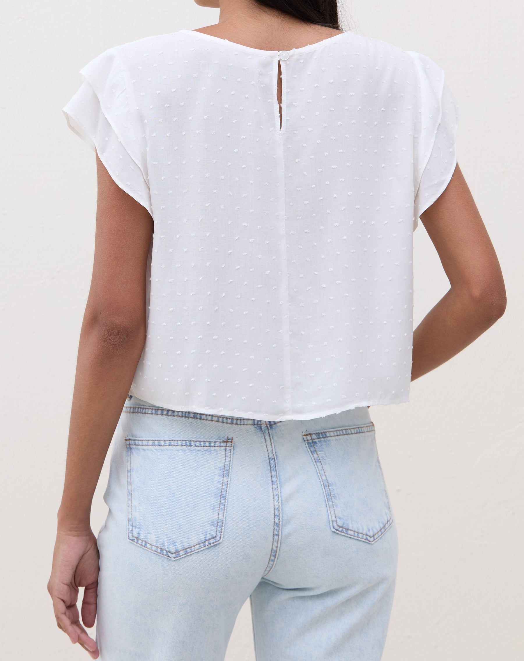 Blusa Texturizada com Manga de Babados - Off-white