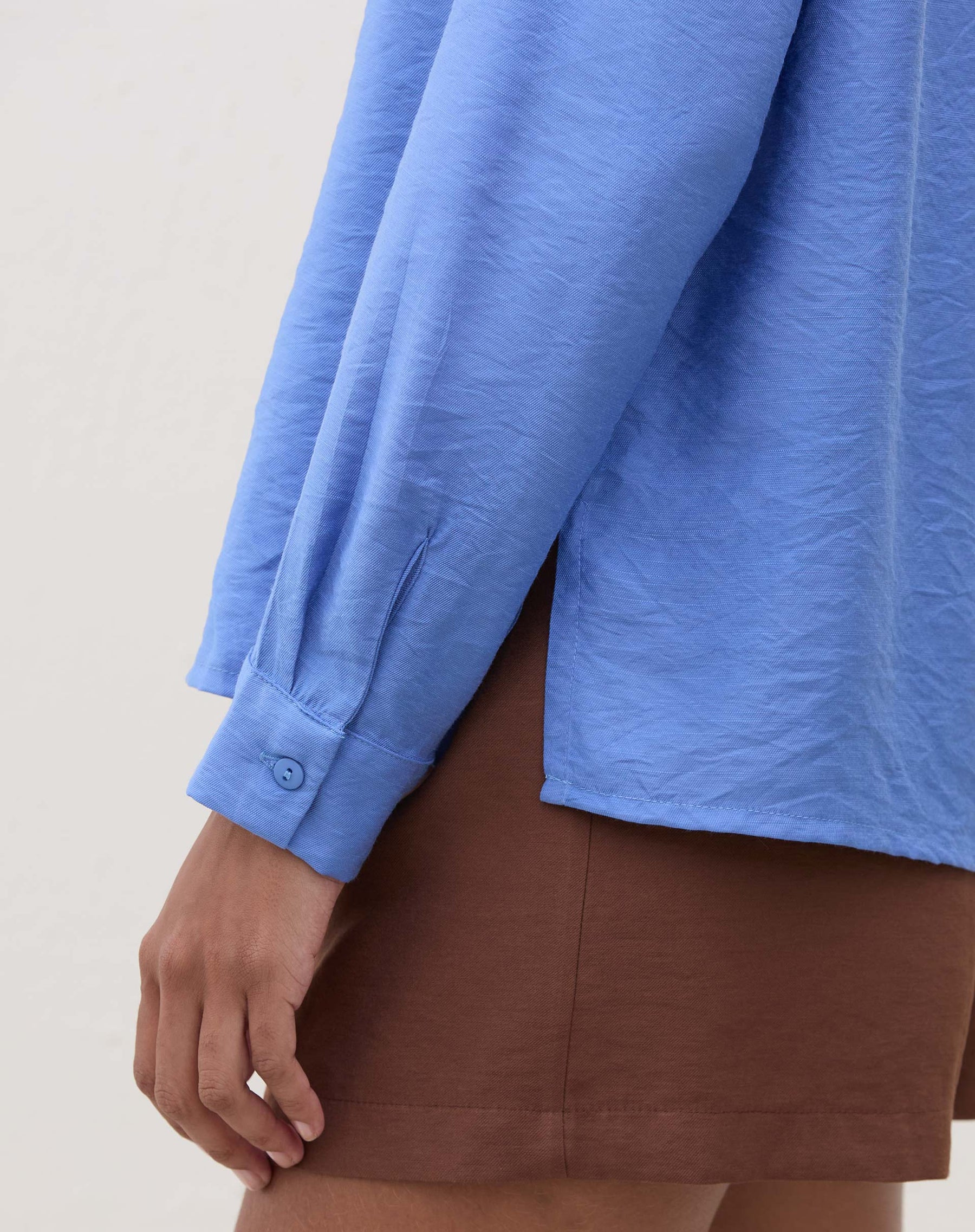 Camisa Reta Gola Padre com Pala - Azul