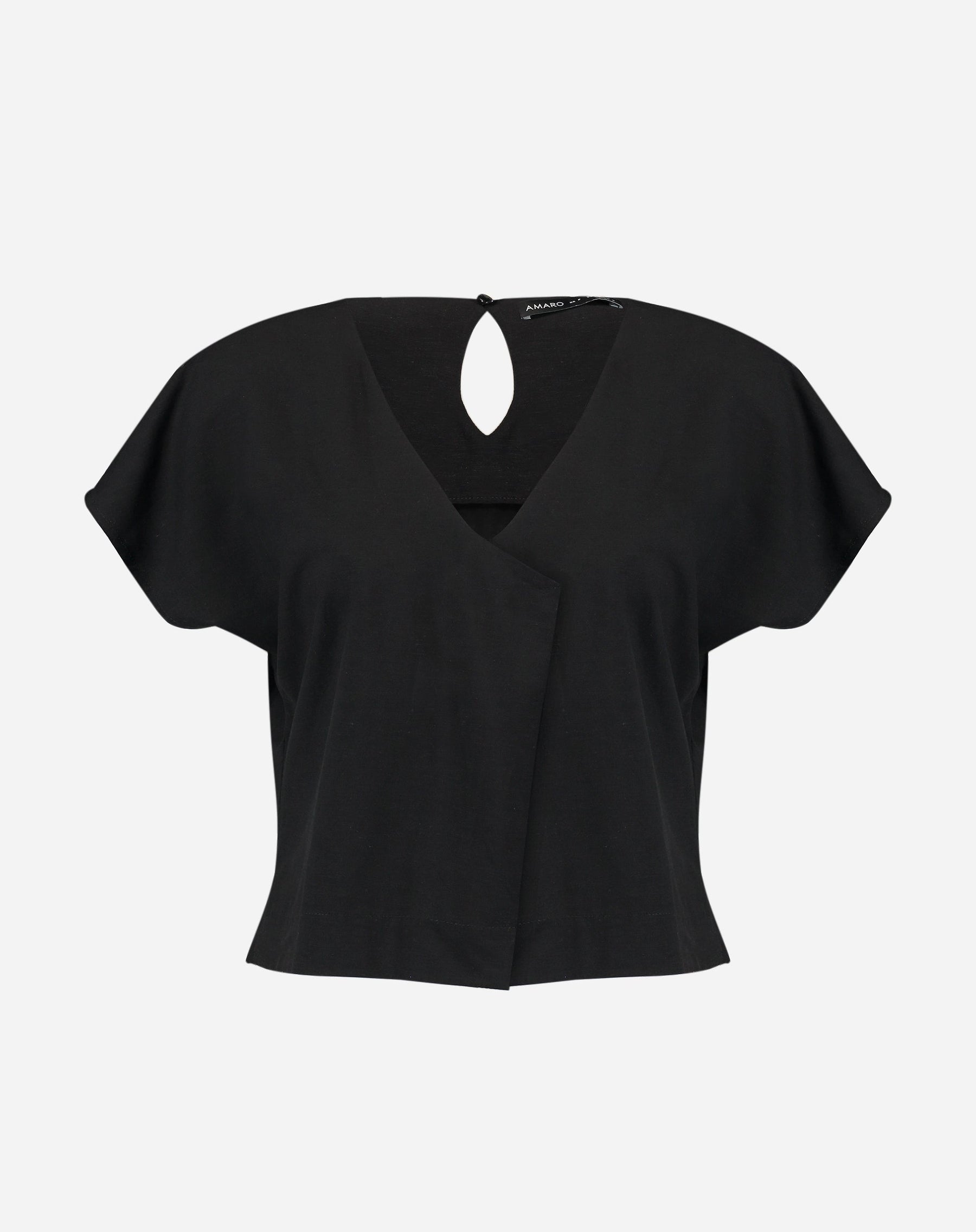 Blusa Manga Curta Decote V - Preto