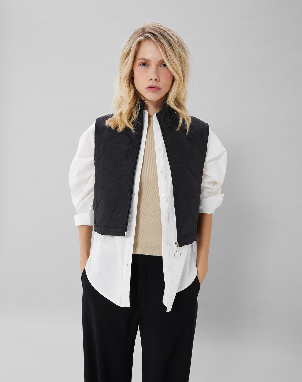 Camisa Oversized Gola Padre de Algodão - Off-white